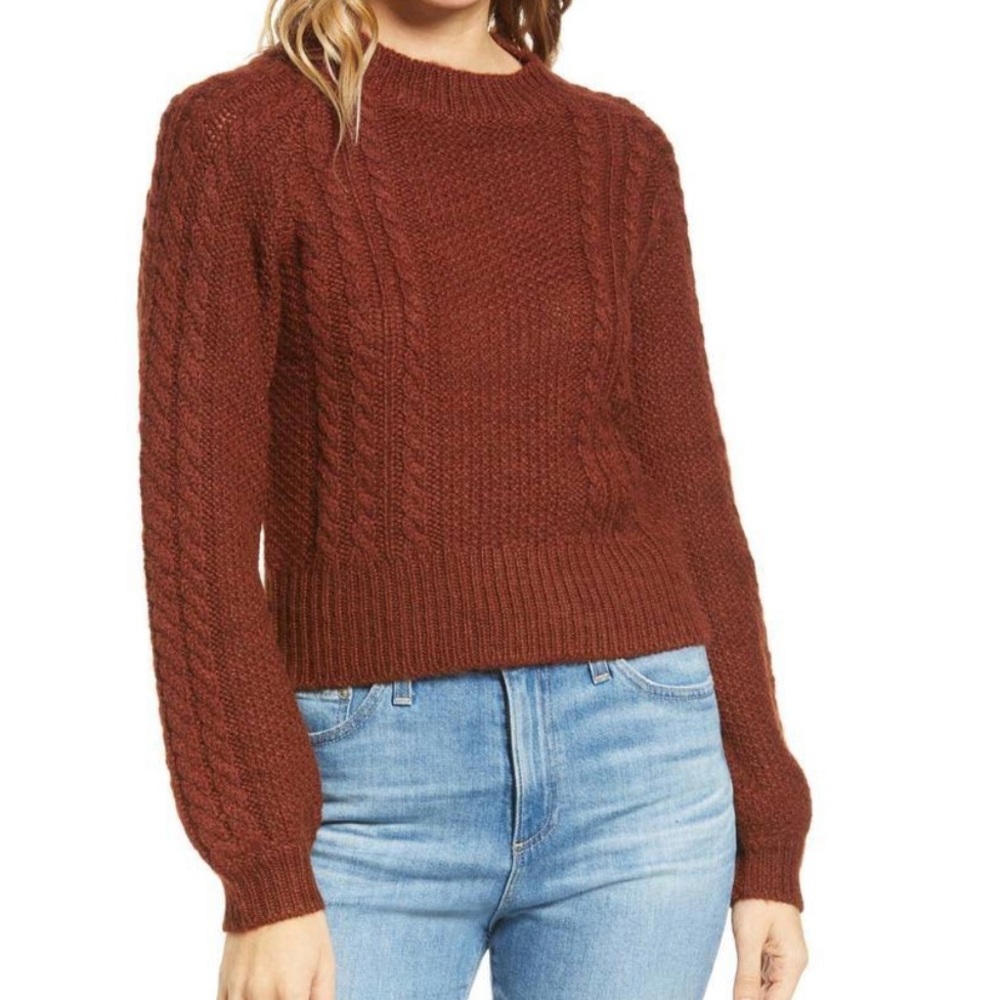 Women's Reformation Dita Cable Alpaca Sweater—shrunk!
